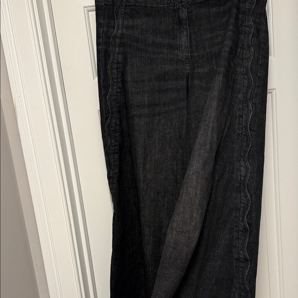 Maeve Scallop High-Rise Wide-Leg Jeans, Washed Black - Picture 6 of 6